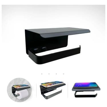 Imagem de Porta Papel Higiênico De Parede Banheiro Preto