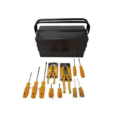 Imagem de Caixa Metálica 5 Gavetas 40X19X20 Cm + Kit Ferramenta Vonder