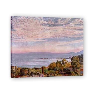 Imagem de Pink CloudsThéo van Rysselberghe: Impressão em tela neoimpressionista belga chave 70 x 84 cm emoldurada