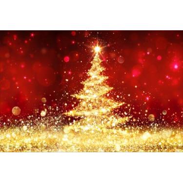 Imagem de Painel de Lona Árvore Dourada Brilhante Natal - Fabrika de Festa, 100x