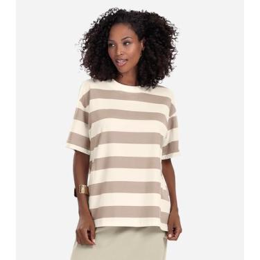 Imagem de T- Shirt Feminina Cotton Leve Rovitex Marrom, GG, Marrom