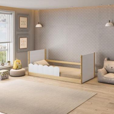 Imagem de Cama Reversível Solteiro com Cerquinha Dupla New Garden Casatema Natural/Branco