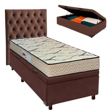 Imagem de Kit Cama Box Bau + Cabeceira + Colchão Solteiro D33 - Maxsono - Paropas