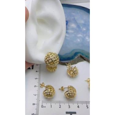 Imagem de Brinco Meia Bola Ouro 18k - 01 Par de Bijuterias Finas - no-brand