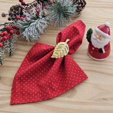 Imagem de 04 Guardanapo de Tecido 40x40cm Poá Vermelho Natal - MSD