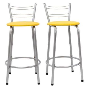 Imagem de Kit 2 Banco Para Balcão Ilha Bistrô Banqueta 60cm Flórida Prata Bar Co