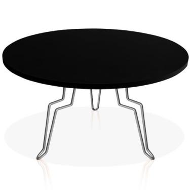 Imagem de Mesa de Centro Argélia Redonda em Aço e MDF Clean - Prata e Preta - Ge