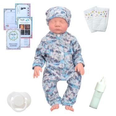 Imagem de Boneca Bebê Reborn Menina Realista Macacão Unicórnio Itens - Cegonha R