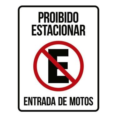 Imagem de Kit 3 Placas Proibido Estacionar Entrada De Motos