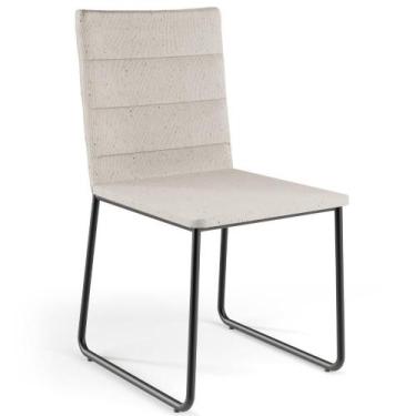 Imagem de Cadeira Decorativa Estofada Para Sala De Jantar Preto Maya L02 Linho C