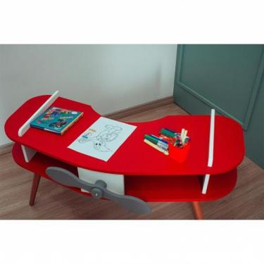 Imagem de Mesa Avião Vermelho com Hélice e Pés Palito Design Criativo Mesa Desen