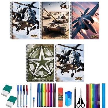 Imagem de Kit 10 Caderno Force One Capa Dura 96 Folhas Arame +36 Itens - 159049I