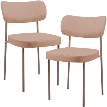 Imagem de Kit 02 Cadeiras Para Sala De Jantar Melina Base Arena L02 Linho Rosê - Lyam Decor