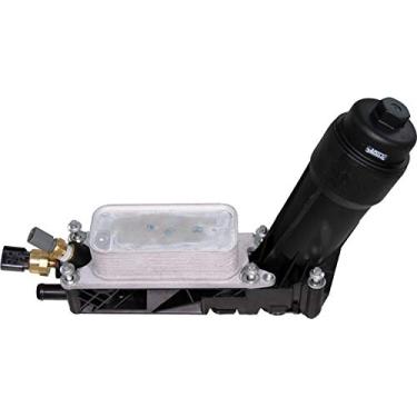 Imagem de APDTY 133933 Conjunto de caixa de filtro de óleo e refrigerador de óleo do motor com sensores de temperatura