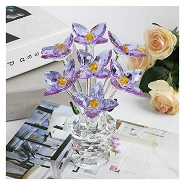 Imagem de Estante de mesa decoração de mesa flor de cristal sala de estar armário de TV criativo pequeno mobiliário para namorada, presentes de aniversário, acessórios de artesanato de escritório, suporte de