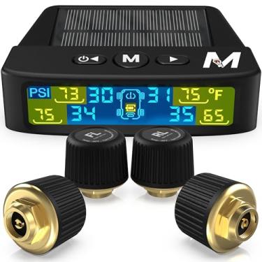 Imagem de Marcala Conjunto de 4 sensores TPMS 2026 V2.0 | Versão de alcance estendido de 15 m | Pacote de 4 sensores de pressão de pneu | 0-98PSI para trailer/trailer/caminhão | Carga solar e 6 modos de alarme