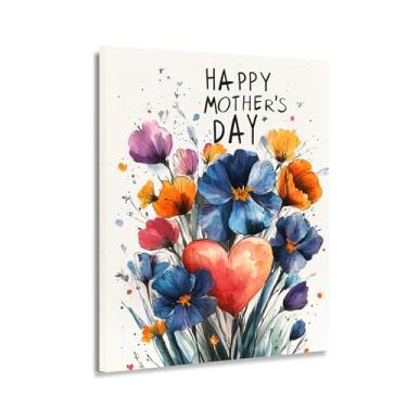 Imagem de CANLUNTE Arte de parede em tela para buquê de aquarela de dia das mães - presente floral para mãe, impressão botânica pintada, decoração de casa, pintura de parede (arte 3 x 91 cm emoldurada)