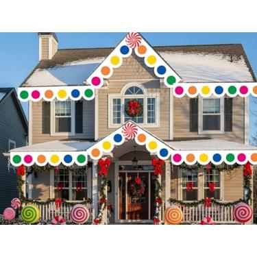 Imagem de AmazingSpark 16 peças de decoração de casa de gengibre de Natal 137 x 29 cm faixa de casa de gengibre capa de porta frontal com adesivo de doces para decoração de jardim de festa ao ar livre de Natal