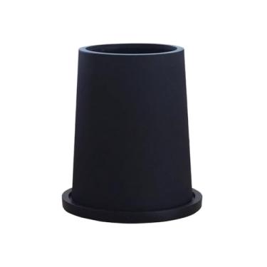 Imagem de Macetas para plantas Vaso de flores preto, planta de cimento e fibra de vidro, com orifício de drenagem e bandejas de pires para quarto, varanda, jardim, escritório, plantas, recipiente para jardim