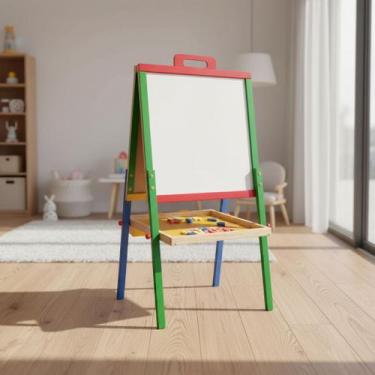 Imagem de Lousa Madeira Quadro Branca Verde Magnética Portátil 2 Em 1 - brw