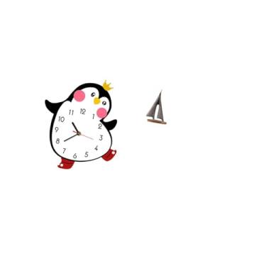 Imagem de Fenteer Relógio de Parede de Madeira com Desenho de Pinguim, Decoração de Barco à Vela, Estátua de, Multifuncional, Decorativo, Adorável, Alimentado P