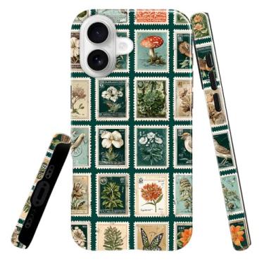 Imagem de heindiy Compatível com capa para iPhone 17, capa brilhante, proteção total, à prova de choque, anti-arranhões, capa de TPU, capas para homem, mulher, colagem, selos postais vintage