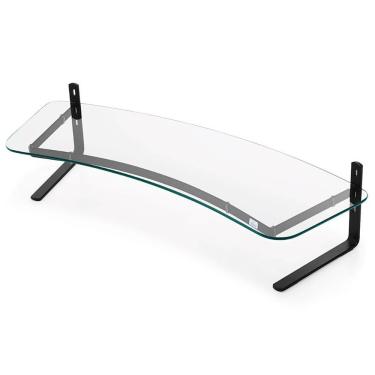 Imagem de Suporte Para 02 Monitores Reliza Executive Preto Com Vidro Incolor