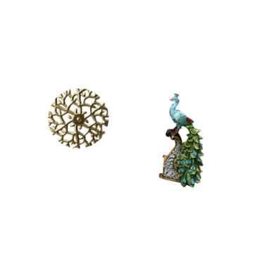 Imagem de Fenteer Escultura de Parede de Metal Rústica E Cênica E Coleção de Estátuas Elegantes de Animais de Pavão para Escritório, Sala de Estar, Quarto, Estante, Dec