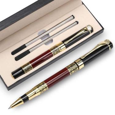 Imagem de Caneta esferográfica YIVONKA preta refil vermelha com conjunto de caix