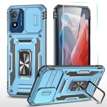 Imagem de SunStory Capa de celular para Motorola Moto G Play 2024 com protetor de tela HD, capa de câmera deslizante e suporte, Moto G Play 4G 2024 [grau militar] capa de telefone para Moto G Play 2024 (Z_azul