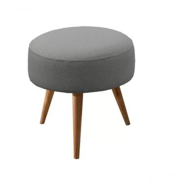 Imagem de Puff Decorativo Banqueta Dóris Redondo Linho Cinza