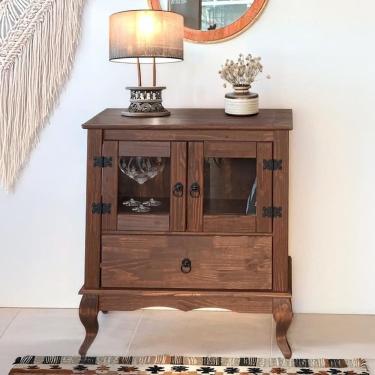 Imagem de Aparador Buffet Balcão 2 Portas 1 Gaveta Madeira Maciça Imbuia
