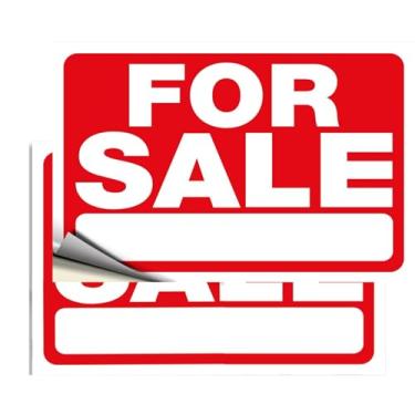 Imagem de Adesivos de sinalização para venda, pacote com 2 placas de venda de 25,4 x 17,8 cm para veículos de carro, decalque de vinil autoadesivo à prova de intempéries para casa, barcos, fácil de aplicar e