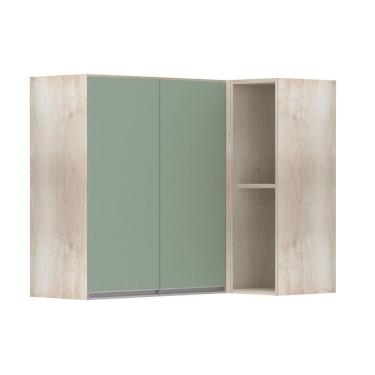 Imagem de Armário Canto Reto Conjugado 2 Portas Legno Crema C/Verde