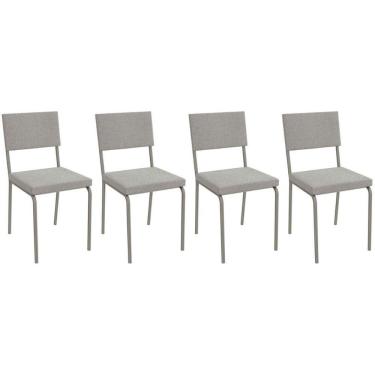 Imagem de Cadeira De Cozinha Zaria 2c128 Kit 4 Un Niquel Bouclê Cinza A056
