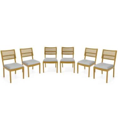 Imagem de Kit Com 6 Cadeiras Milena Madeira Maciça Assentos Estofados Encostos D