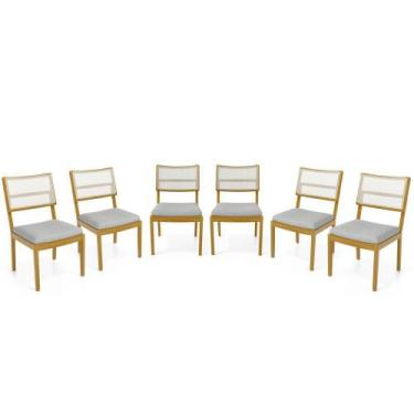 Imagem de Kit Com 6 Cadeiras Milena Madeira Maciça Assentos Estofados Encostos D