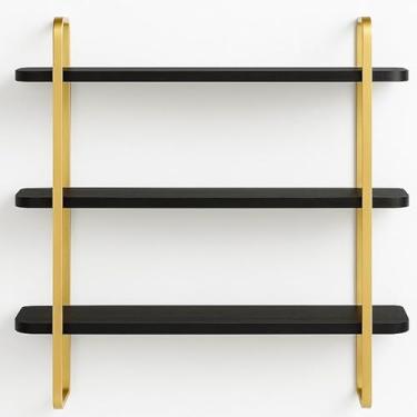 Imagem de Estante Suspensa, Prateleira Estante de Parede Tripla Hone Modelo Industrial(60x16x19,5cm)(Dourada/Preto)