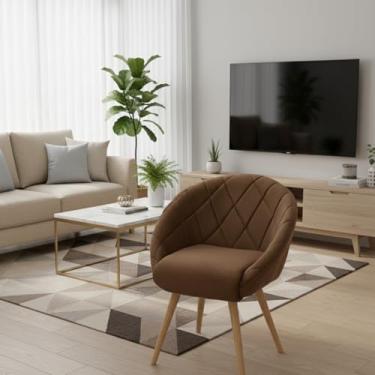 Imagem de Poltrona Ibisco Moderna Marrom Suede - Compacta p/Apartamento - Espuma D26 - Estofados Helena
