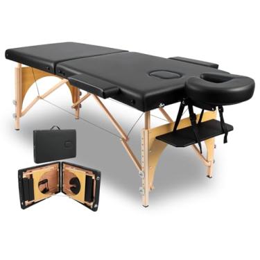 Imagem de Divã Cama, Maca de Massagem, Maca Legno Preta Portátil Dobrável Massagem, Maca de Massagem 180cm Regulagem de Altura, 200kg, Preta