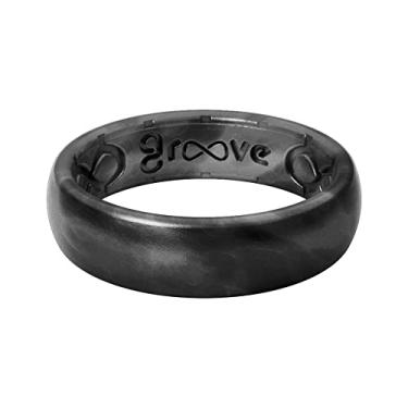 Imagem de Anel de silicone fino sólido da Groove Life – Anéis de casamento de borracha respirável para mulheres, cobertura vitalícia, design exclusivo, anel de ajuste confortável, 10, Silicone, Sem pedras preciosas,