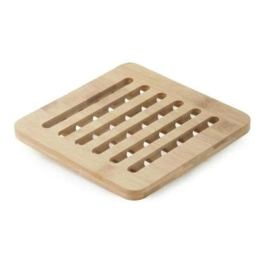 Imagem de Descanso De Panela Quadrado Bambu Limpeza Fácil Mimo Style