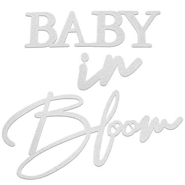 Imagem de Placa de feltro Baby in Bloom - Placa de chá de bebê para decoração de arco de balão de festa revelação de gênero (prata purpurina)