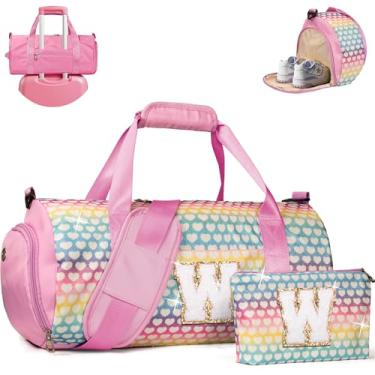 Imagem de Vogewood Presente para meninas de 3, 4, 5, 6, 7, 8, 9, 10, 11 e 12 anos, bolsa de viagem para meninas, bolsa infantil com compartimento para sapatos, bolsa de dança de balé de ginástica personalizada