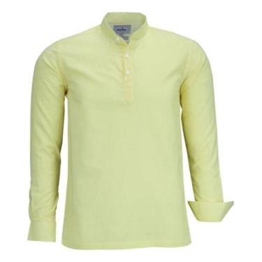 Imagem de Camisa Social Amil Comfort Tipo Linho Gola Padre 3 Botões Algodão 1802