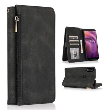 Imagem de Asuwish Compatível com Alcatel 3V 2019 Capa carteira e alça de pulso com zíper retrô capa flip de couro suporte para cartão acessórios para celular Alcatel3V Acatel 3 V V3 19 5032W feminino masculino