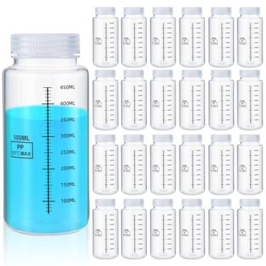 Imagem de Tatuo 12 frascos de plástico de reagente de polipropileno de 500 ml de 473 ml com tampas de rosca, recipientes de amostra de PP translúcidos com tampa para líquidos, laboratório, armazenamento em casa