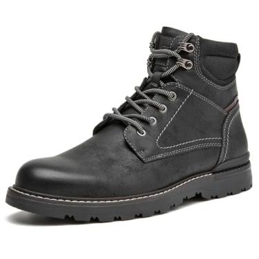 Imagem de CLOWSE Bota masculina Chukka casual de combate de motocicleta, com zíper, moderna, de couro, para trilhas, Preto, 39
