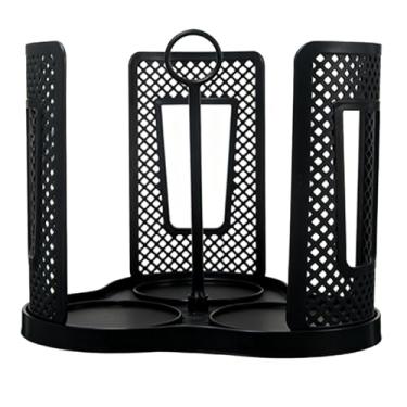 Imagem de Asixxsix Distribuidor Giratório de Copo de Papel, Dispensador Giratório de Xícara de café Com 3 Compartimentos, Suporte para Copo de Papel, Armazenamento de de Plástico e Suporte de (Preta)