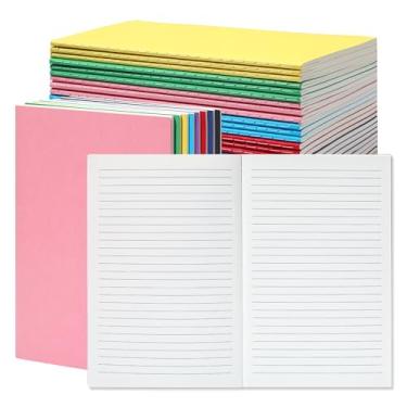 Imagem de 24 cadernos coloridos com forro A5, 21 x 13 cm, diários pequenos para viajantes, 60 páginas/30 folhas, cadernos pautados para faculdade, 80 GMS, para adultos, crianças, estudantes, escola, escritório,